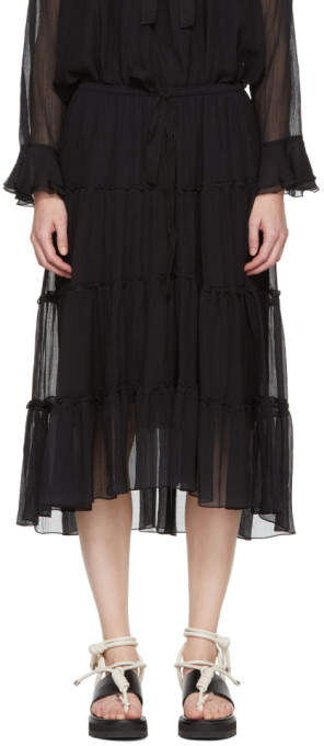 Black Silk Drawstring Skirt