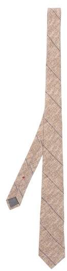Stripe-print linen-blend tie