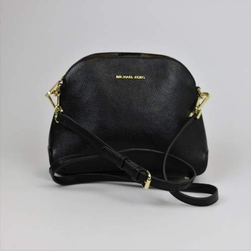 Michael Kors Black Pebble Leather Mercer Dome Messenger Bag Purse - BLACKS - STYLE