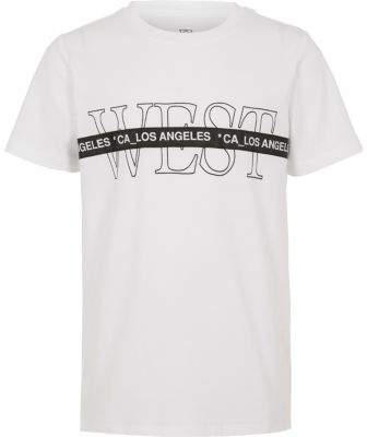 Boys white 'West' tape print T-shirt