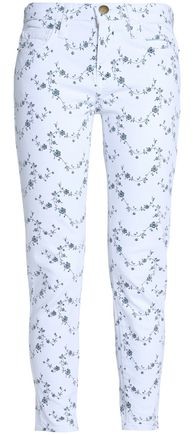 Floral-Print Mid-Rise Skinny Jeans