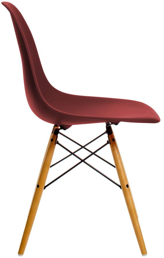 Eames Plastic Side Chair DSW (H 43 cm), Ahorn gelblich / oxidRot, Kunststoffgleiter weiß