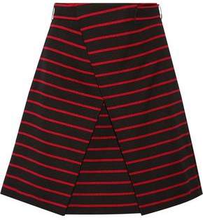 Wrap-Effect Striped Cotton And Wool-Blend Jacquard Mini Skirt