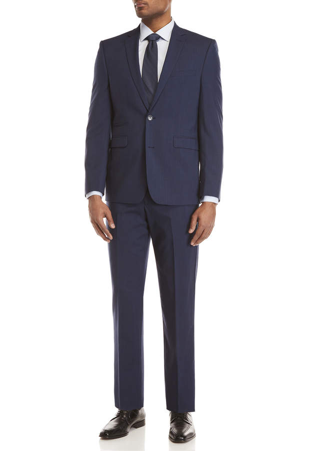 Blue Plaid Slim Fit Suit