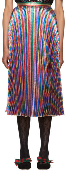 Multicolor Lurex Plissé Skirt