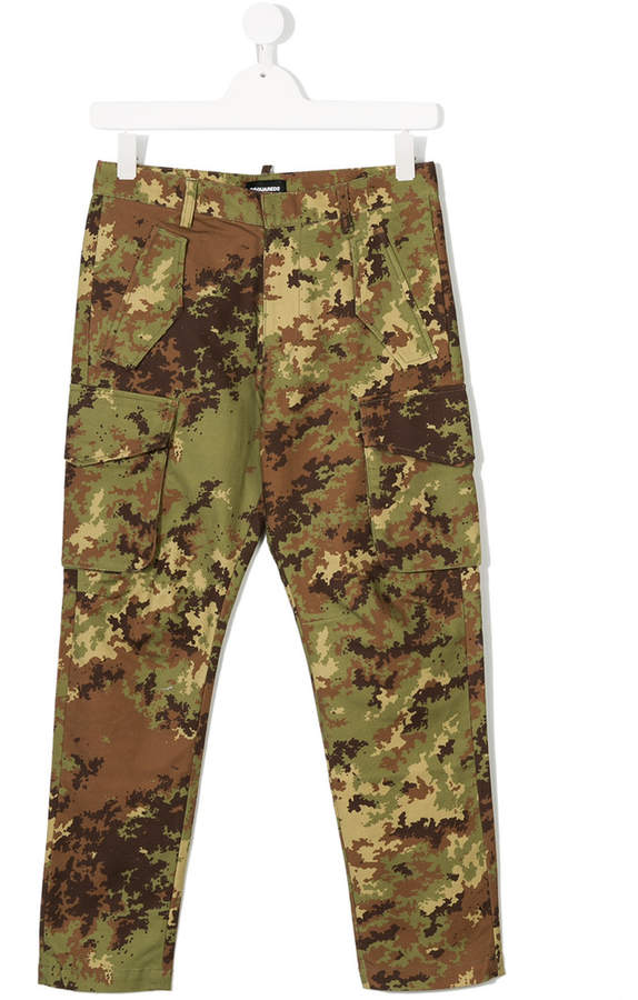 slim fit camouflage cargo trousers