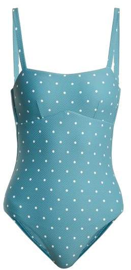 ASCENO Square-neck polka-dot swimsuit