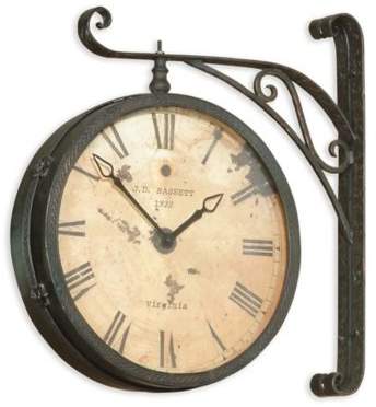 Victorian Railroad Wall Clock in Black/Copper