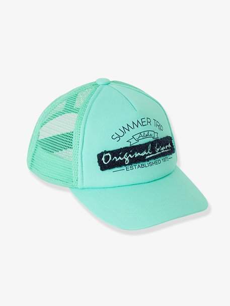 Boys' Baseball-Type Cap - green light solid with design