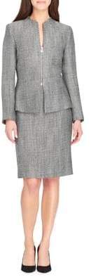 Arthur S. Levine Two-Piece Muted Checkered Jacket and Skirt Suit