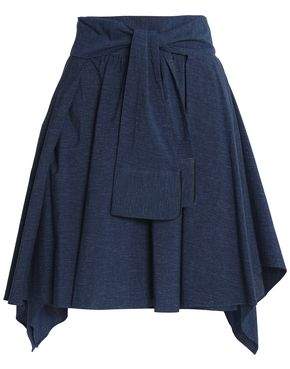 Draped Mélange Cotton-Jersey Mini Skirt