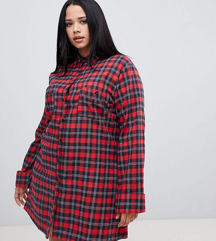 Plus Plus shirt dress in red check