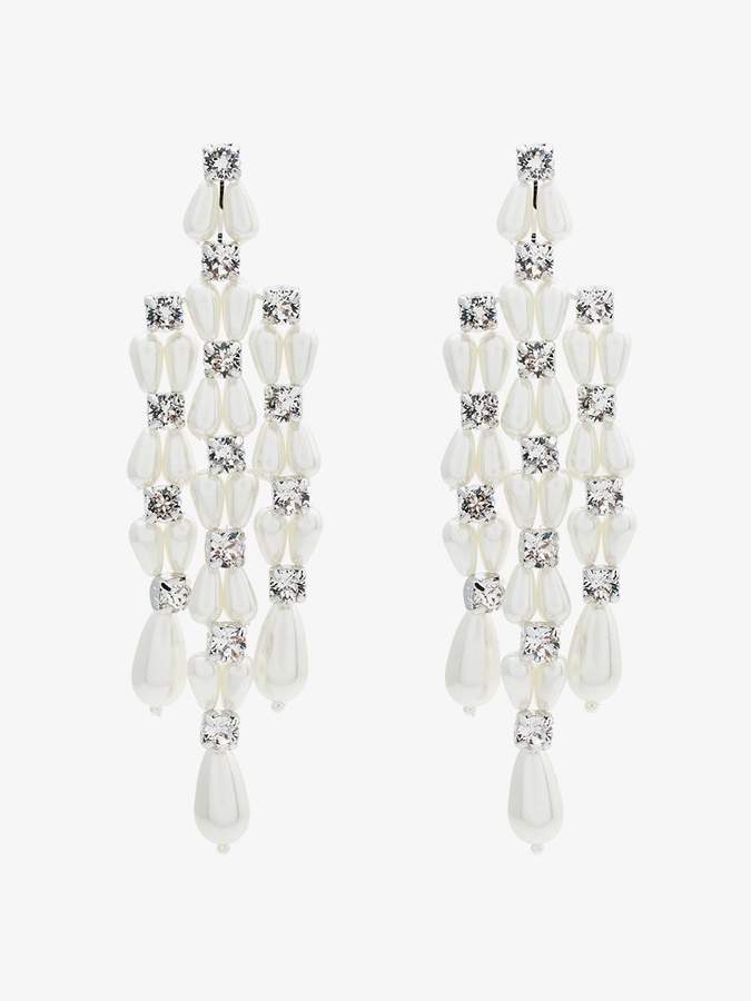 faux pearl and crystal drop earrings