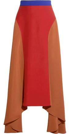 Askel Asymmetric Color-Block Crepe Skirt