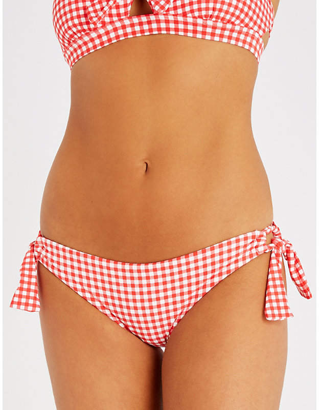 Tie-side gingham-print bikini bottoms