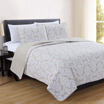 Great Bay Home Isabel 3-Piece Full/Queen Quilt Set in Wheat