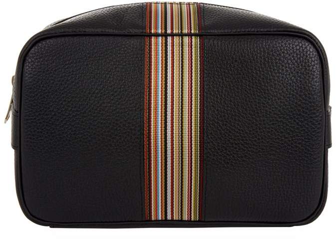 Leather Striped Wash Bag