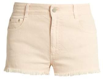 Frayed-hem stretch-denim shorts