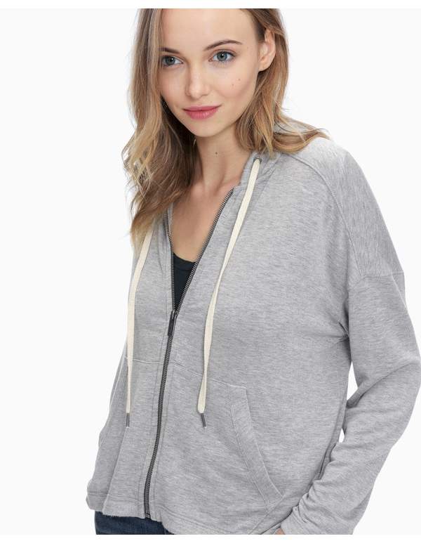 | Super Soft Brushed French Terry Zip Hoodie | Size Xl | Gray