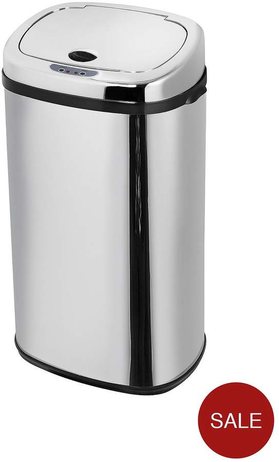 42-Litre Square Sensor Bin - Stainless Steel