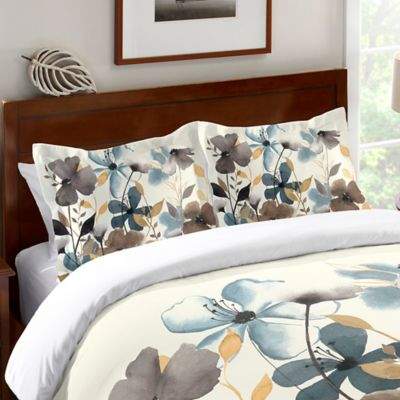 Laural Home® Greige Florals Standard Pillow Sham in Blue/Grey