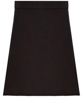 Split-side wool-blend twill A-line skirt