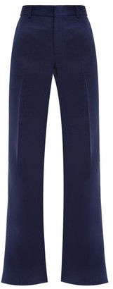 Gucci Kick Flare Slub Twill Trousers - Womens - Blue