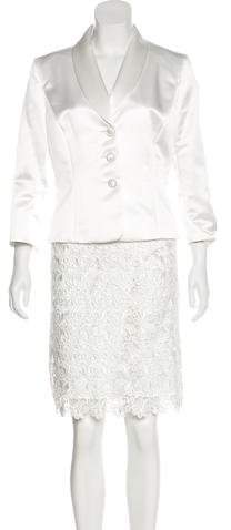 Tahari Arthur S. Levine Satin and Lace Skirt Suit