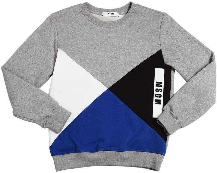Geometric Patchwork Cotton Sweatshirt