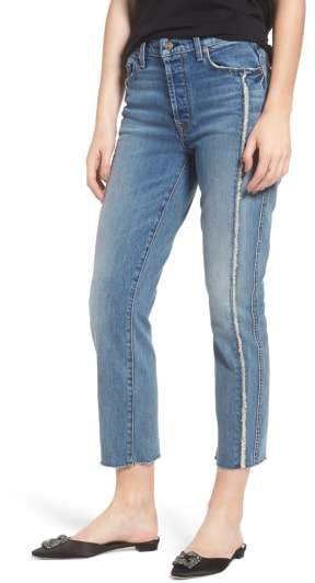 Edie Fray Seams Crop Straight Leg Jeans