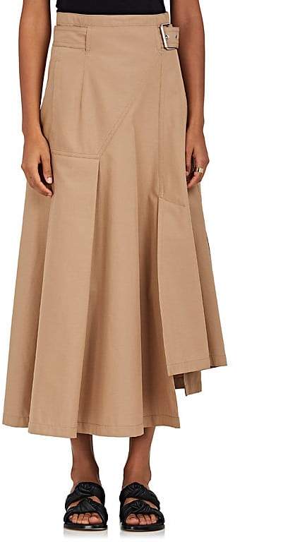 Women's Belted Tech-Twill Utility Midi-Skirt