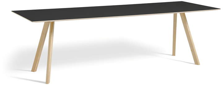 Hay - Copenhague CPH30 Esstisch 250 x 90 cm, Eiche matt lackiert / Tischplatte Linoleum Schwarz