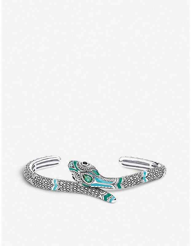 Snake sterling silver and enamelled bangle