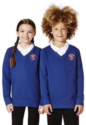 F&F School Unisex Embroidered V-Neck School Sweatshirt with As New Technology