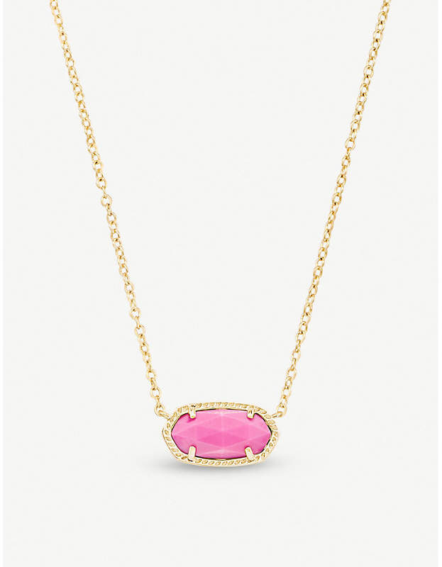 Elisa 14ct gold-plated and magenta magnesite pendant necklace