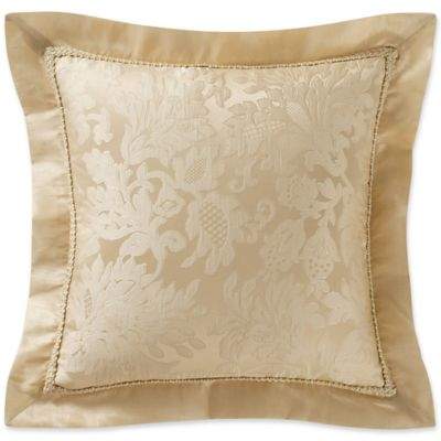 Isabella Floral Jacquard Square Throw Pillow in Gold