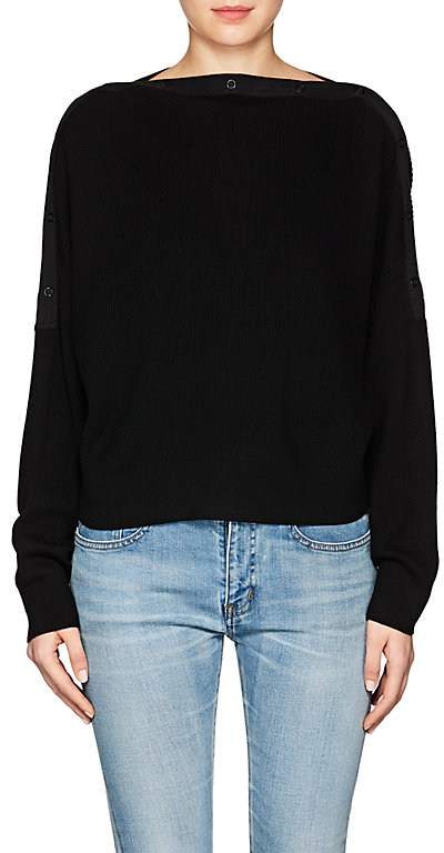 Women's Snap-Shoulder Wool-Blend Crop Sweater