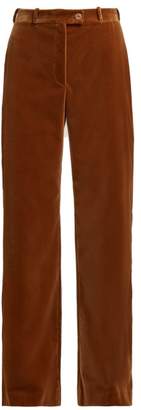 Acne Studios Wide Leg Cotton Velvet Trousers - Womens - Beige