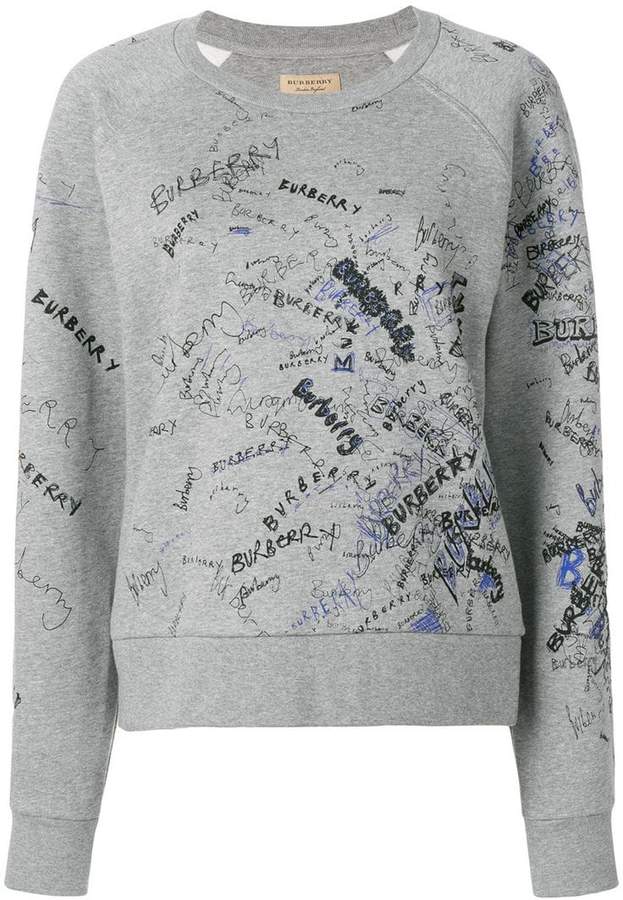 Doodle Print Cotton Blend Jersey sweatshirt