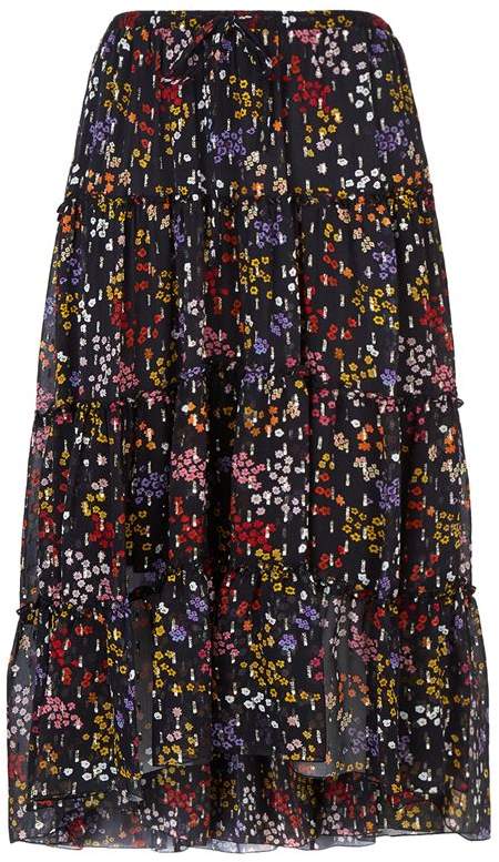 Floral Tiered Midi Skirt