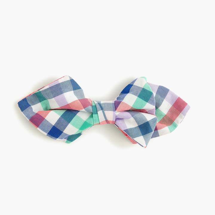 Boys' cotton bow tie in rainbow plaid