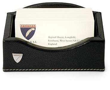 Business Card Holder In Smooth Black Stone Suede