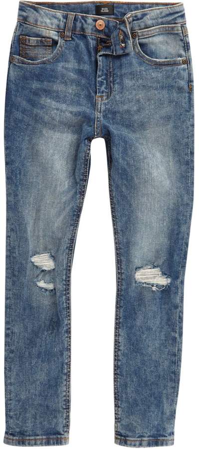 Boys Blue Sid acid wash ripped skinny jeans