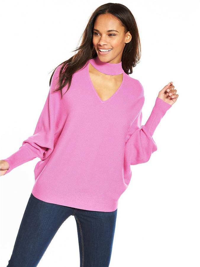 Choker Rib Batwing Jumper