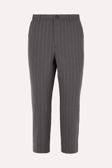 Garvey Pinstriped Stretch-cady Straight-leg Pants - Light gray