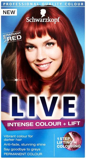 Schwarzkopf LIVE Intense Colour + Lift L38 Radiant Red Hair Dye ...