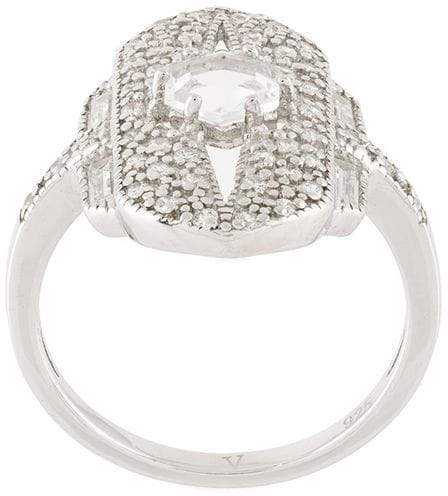 V Jewellery 'Shield' Sterlingsilberring mit Kristallverzierung