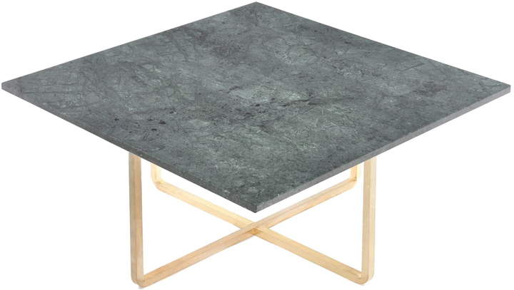 Ox Denmarq - Ninety Couchtisch 80 x 80 cm, Messing / Marmor Grün