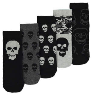 Skull Print Ankle Socks 5 Pack