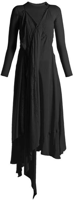 Round-neck draped silk-crepe dress